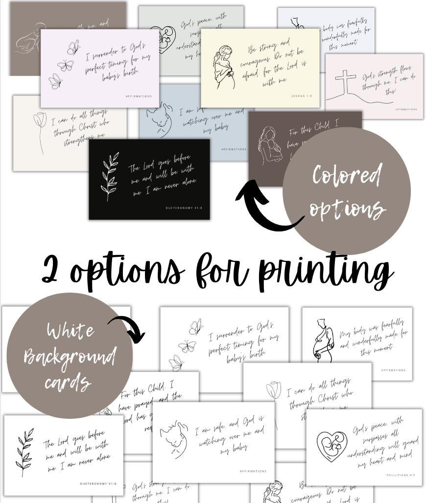 Christian Birth Affirmation Cards - Digital Download - Scripture and Affirmations for Labor and Delivery