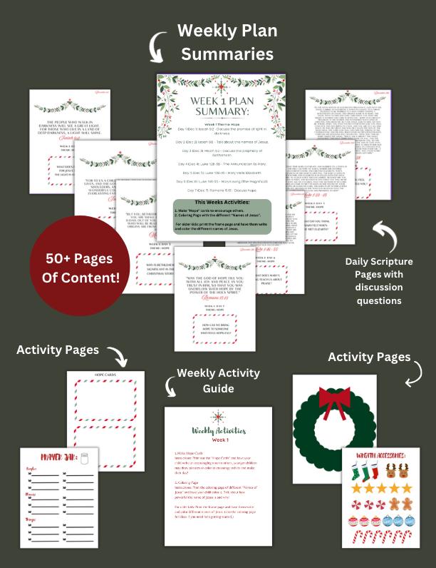 Kids Advent Reading Plan + Weekly Activity Guide + Printable Materials