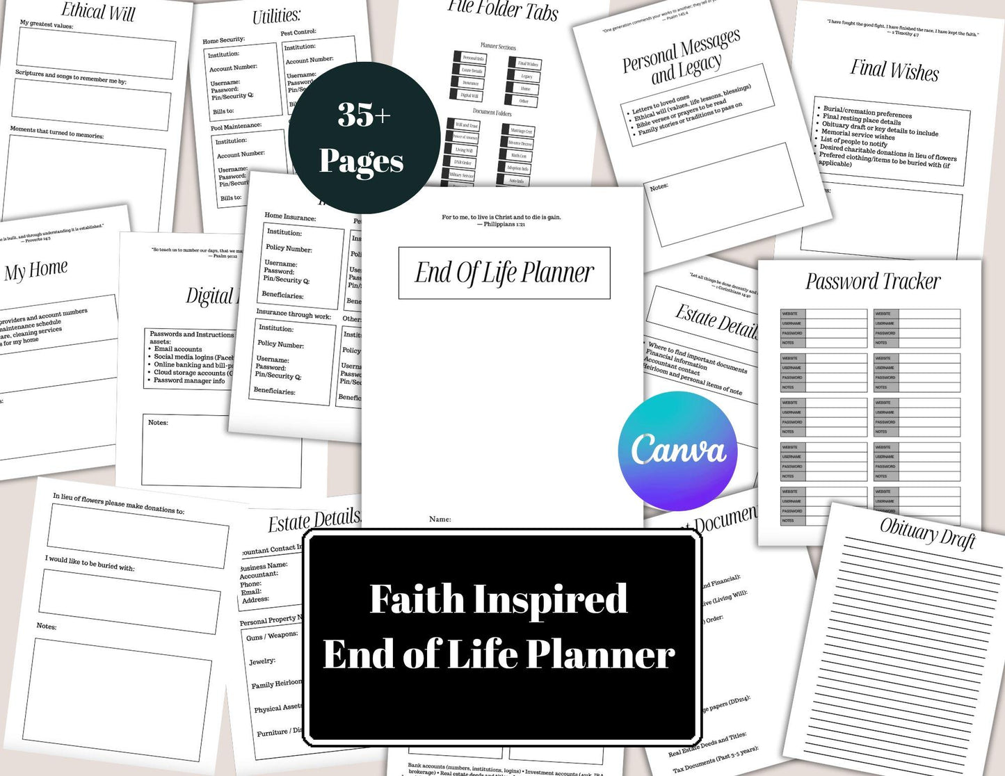 Legacy & Estate Planner | Christian End of Life Binder | Printable Final Wishes Organizer