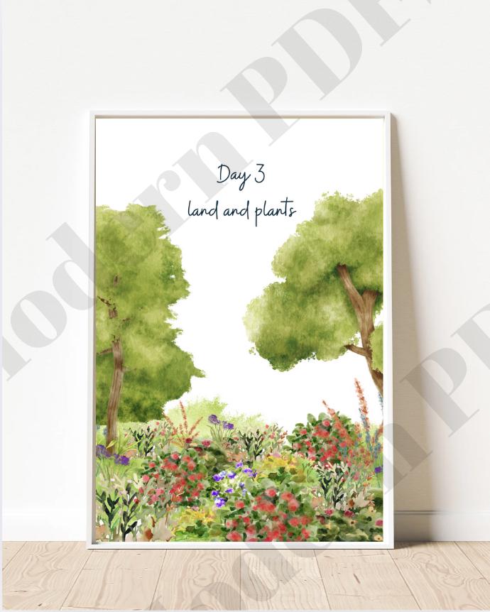 7 Days of Creation Watercolor Poster Collection - Instant Digital Download