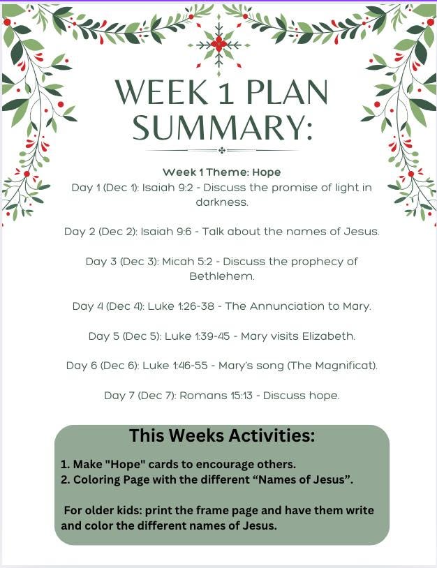 Advent Plan & Activity Guide For Kids - Digital Download