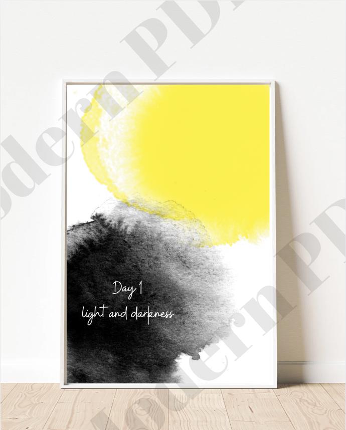 7 Days of Creation Watercolor Poster Collection - Instant Digital Download