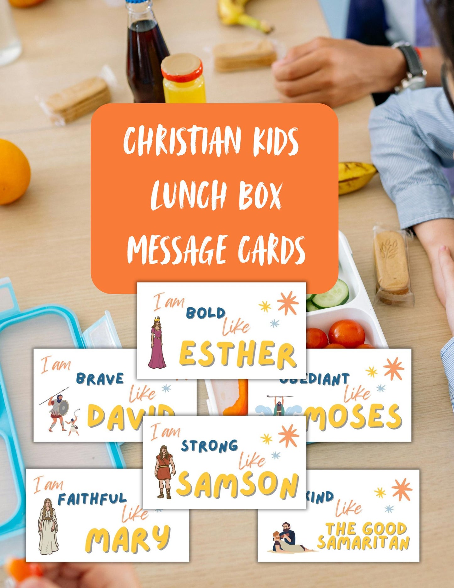 Bible Hero Affirmation Cards for Kids – Faith-Based Lunchbox Notes (Set of 10)