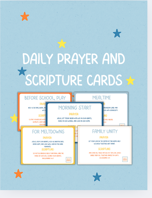 Christian Family Prayer Cards for Kids & Parents – Scripture + Daily Prayers  | Digital Download