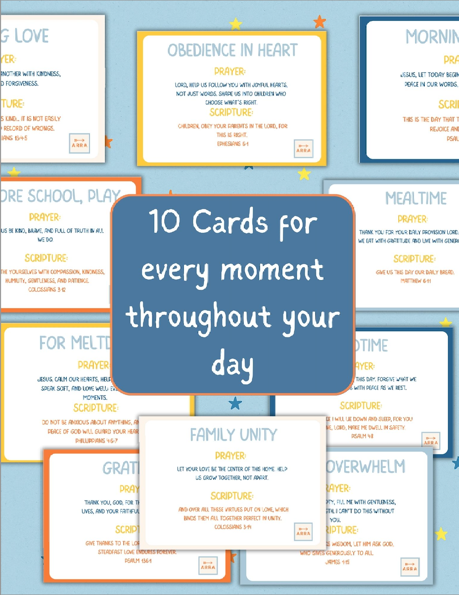 Christian Family Prayer Cards for Kids & Parents – Scripture + Daily Prayers  | Digital Download