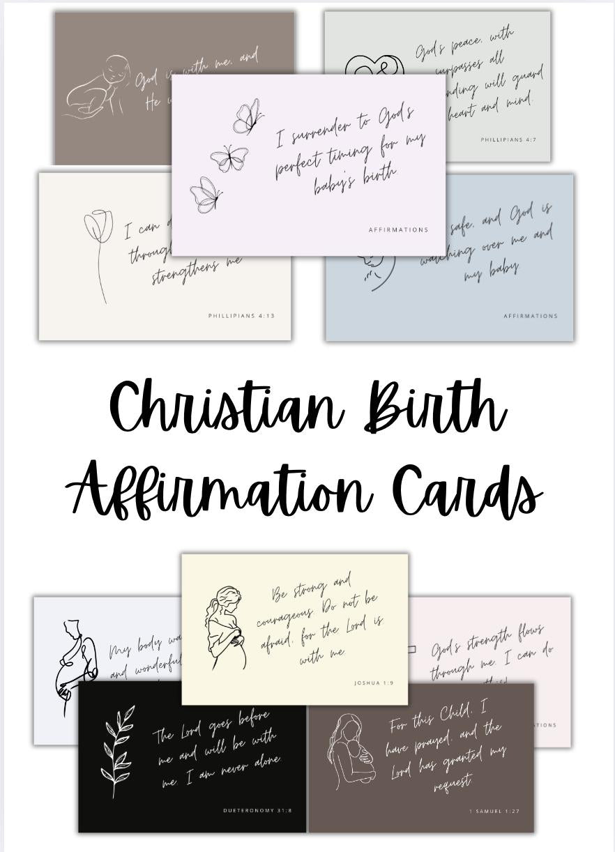 Christian Birth Affirmation Cards - Digital Download - Scripture and Affirmations for Labor and Delivery