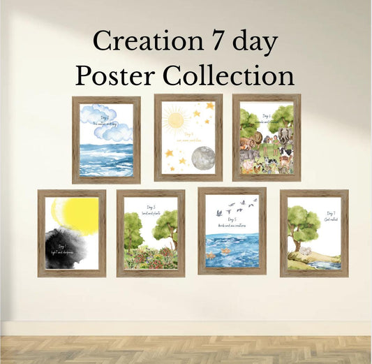 7 Days of Creation Watercolor Poster Collection - Instant Digital Download