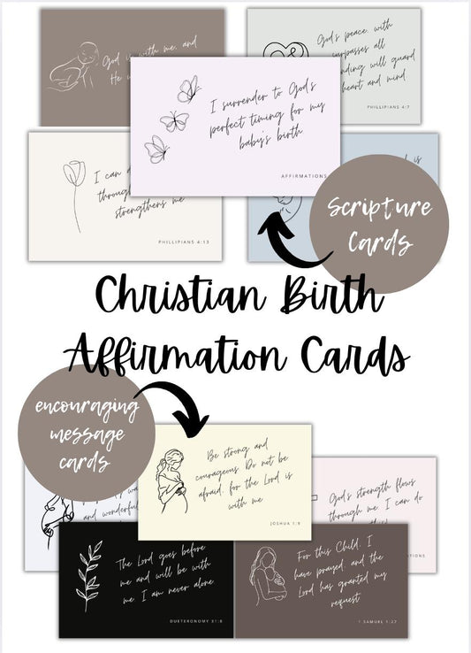 Christian Birth Affirmation Cards - Digital Download - Scripture and Affirmations for Labor and Delivery