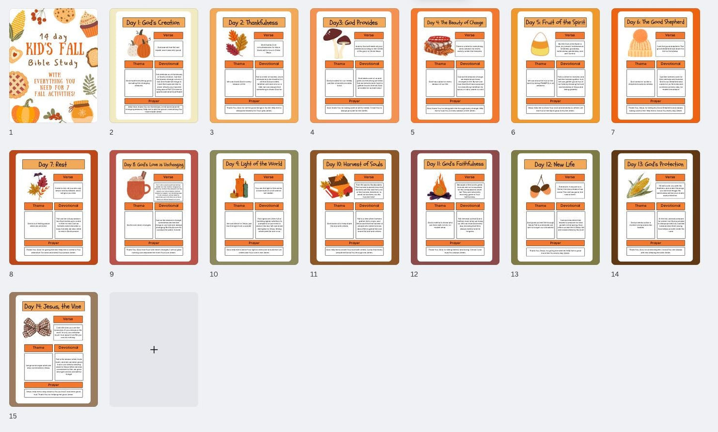 Kids Fall Thankfulness Bible Study + Activity Guide (14 days + 7 Activities!)