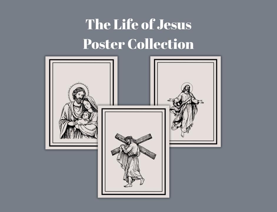 The Life of Jesus Poster Collection - Gallery Wall Art- Digital Download